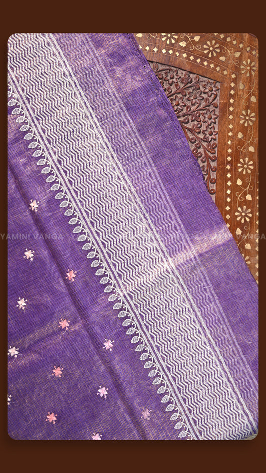 Regal Purple Floral Weave Saree