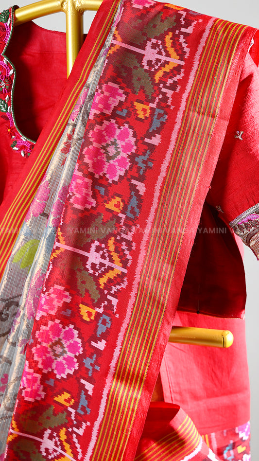 Red and White Saree