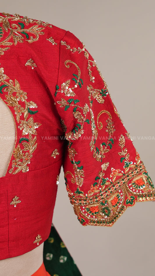 Heritage Orange & Green Lehenga