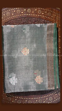 Elegant Sage Green Floral Saree