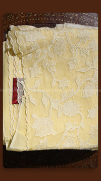 Elegant Floral Embroidered Tissue Saree