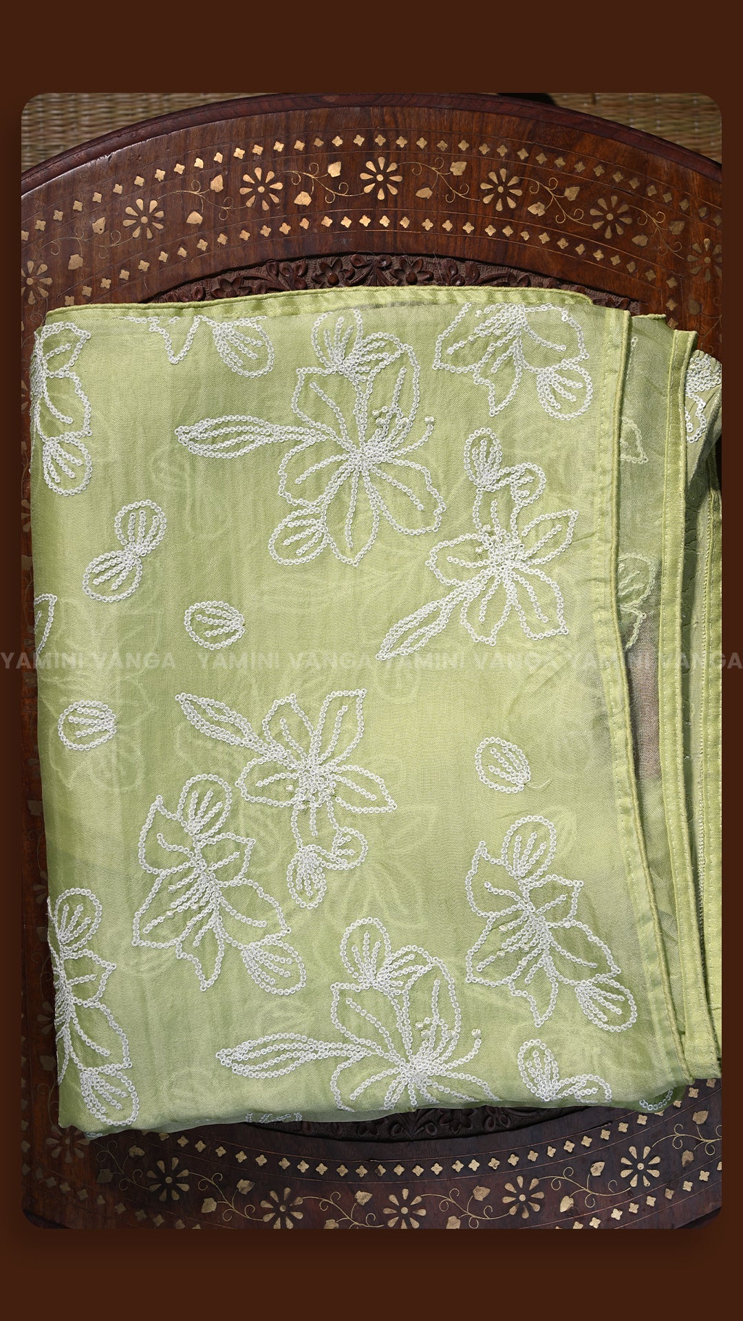 Sage Green Floral Handloom Saree