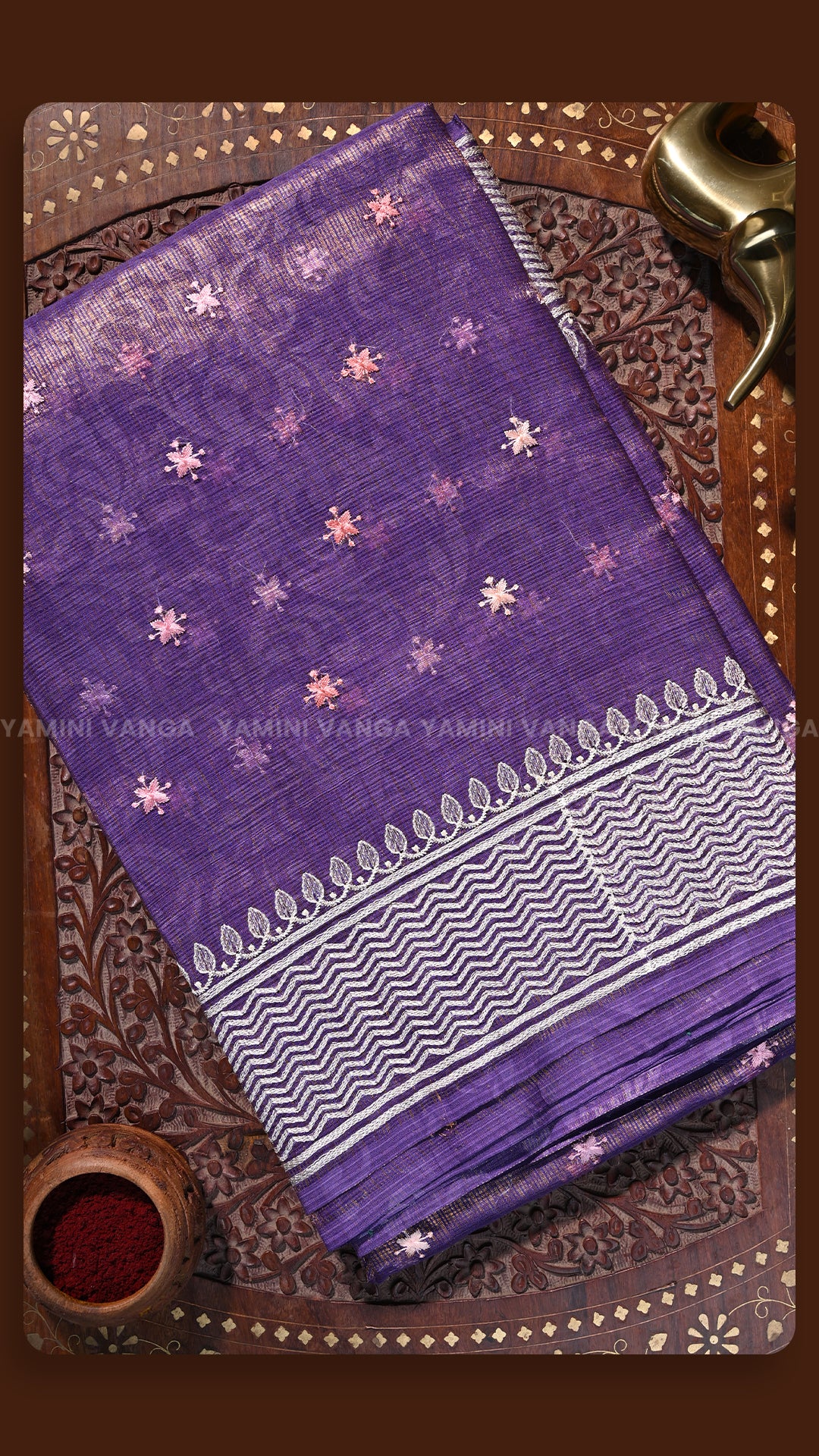 Regal Purple Floral Weave Saree