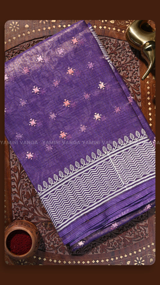 Regal Purple Floral Weave Saree