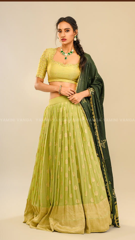 Elegant Olive Green Lehenga Set