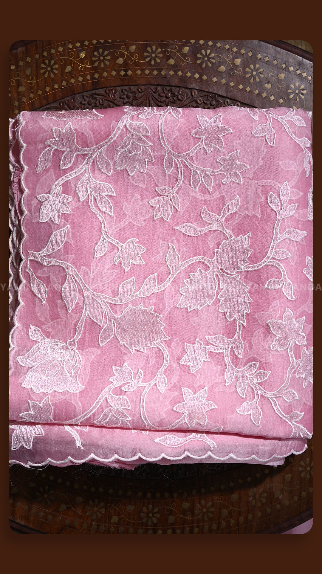 Pastel Pink Hand-Embroidered Designer Saree