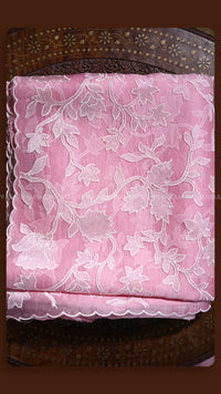 Pastel Pink Hand-Embroidered Designer Saree