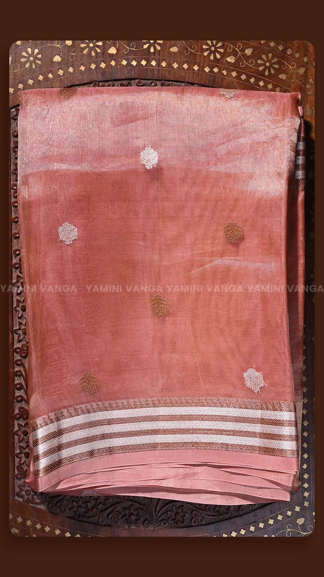 Elegant Pastel Pink Zari Work Saree