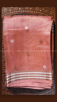 Elegant Pastel Pink Zari Work Saree