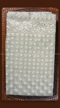 Elegant White Floral Organza Saree