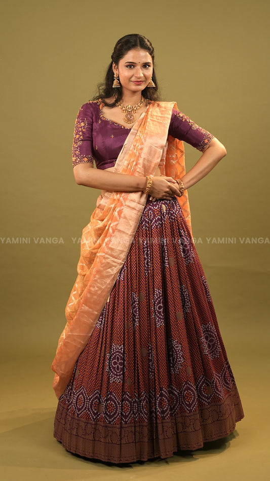 Traditional Purple Floral Silk Lehenga Set