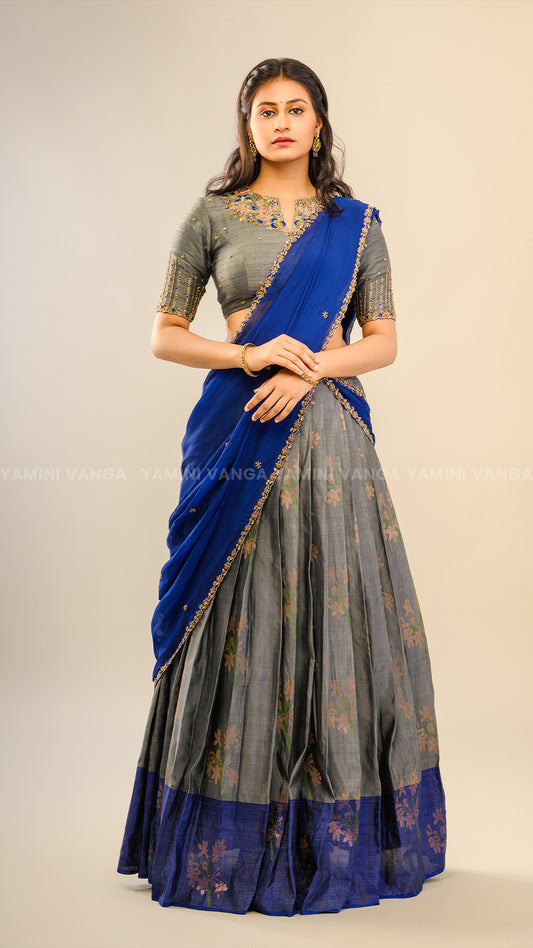 Classic Blue & Grey Lehenga Set