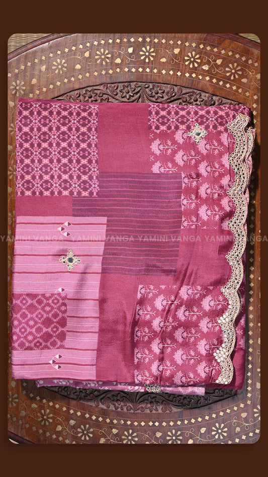 Midnight Floral Heirloom Silk Saree