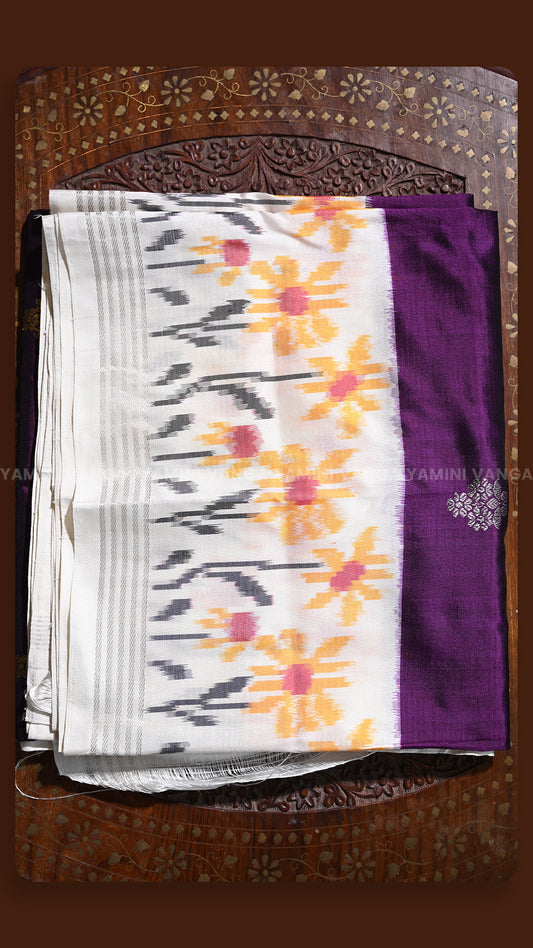 Floral Elegance Hand-Printed Saree