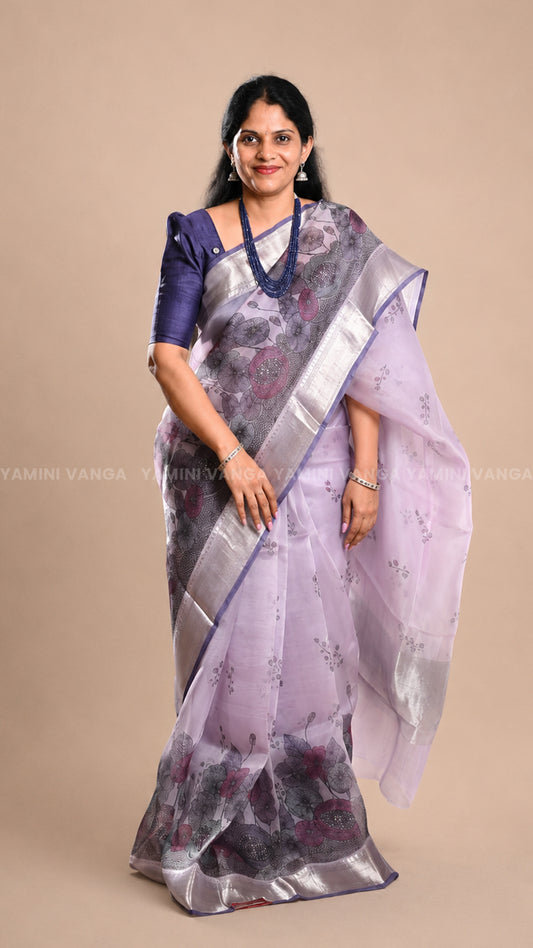 Ethereal Lavender Organza Saree