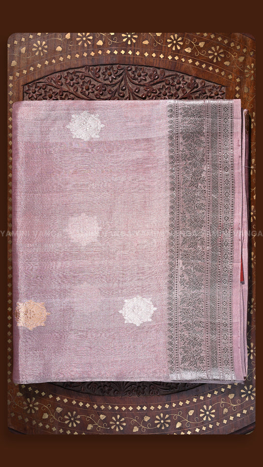 Elegant Mauve Silk Saree with Traditional Floral Motifs