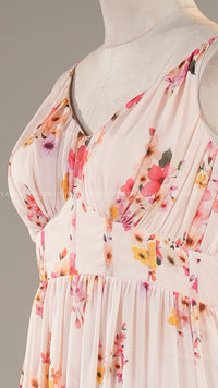Flowing Pastel Floral Print Dress