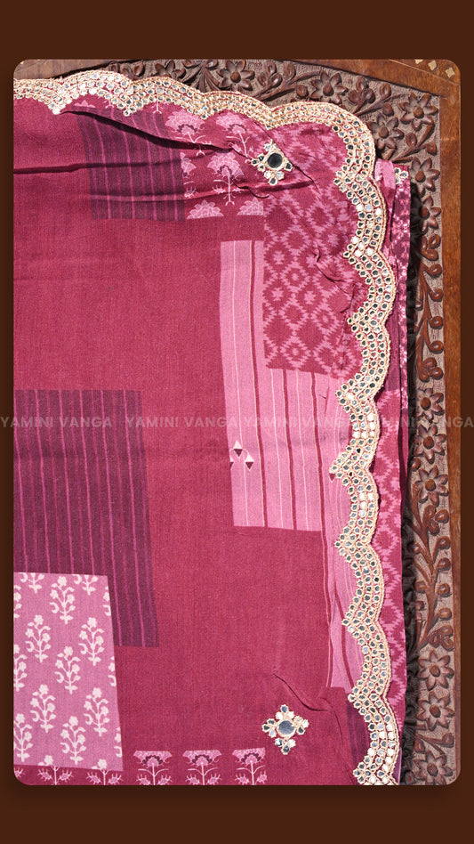 Midnight Floral Heirloom Silk Saree