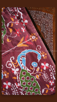 Regal Purple Silk Saree with Mustard Yellow Peacock Border