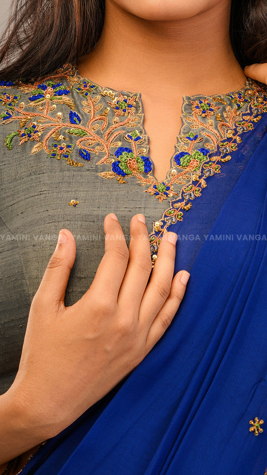 Classic Blue & Grey Lehenga Set