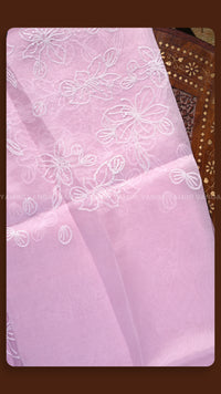 Floral Embroidered Pink Silk Fabric