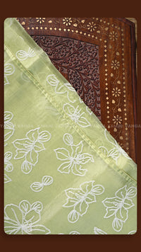 Sage Green Floral Handloom Saree