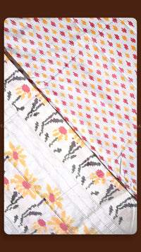 Floral Elegance Hand-Printed Saree