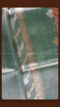 Elegant Sage Green Floral Saree