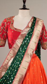 Heritage Orange & Green Lehenga