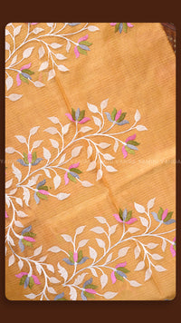 Marigold Mustard Floral Handloom Saree