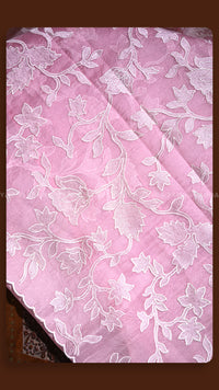 Pastel Pink Hand-Embroidered Designer Saree