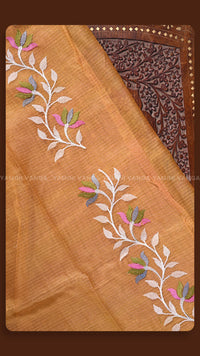 Marigold Mustard Floral Handloom Saree