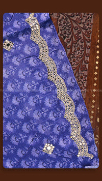 Azure Grace Lace-Border Silk Saree