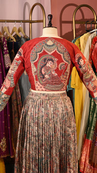 Red Kalankari Lehanga