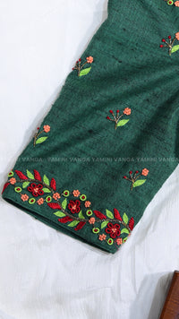 Emerald Green Embroidered Silk Blouse