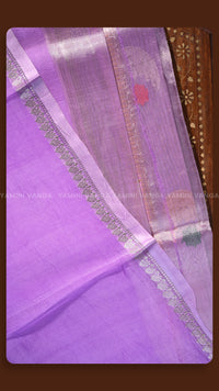 Elegant Lavender Handloom Saree with Floral Motifs