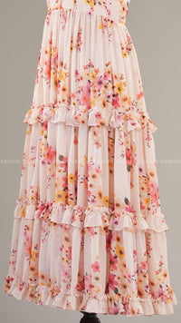 Flowing Pastel Floral Print Dress