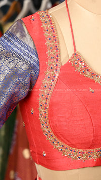 red and blue Lehanga