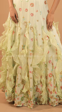 Floral Crop Top &amp; Ruffled Skirt Set