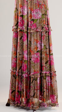 Floral Patterned Sleeveless Gown