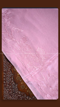 Pastel Pink Hand-Embroidered Designer Saree