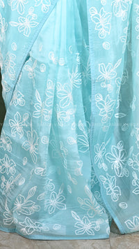 Ethereal Pastel Organza Floral Saree
