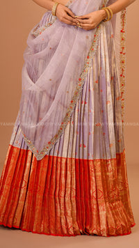Classic Red & Cream Handloom Lehenga