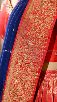red and blue Lehanga