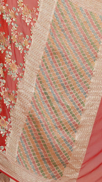 Premium Ivory and Red Printed Silk Saree