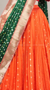 Heritage Orange & Green Lehenga
