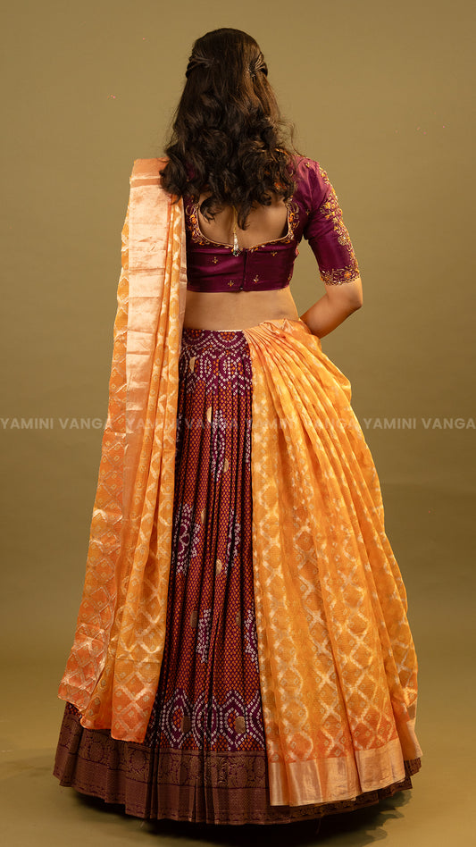 Traditional Purple Floral Silk Lehenga Set