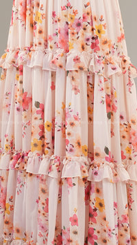 Flowing Pastel Floral Print Dress