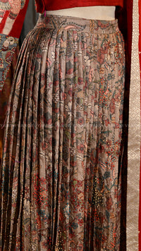 Red Kalankari Lehanga