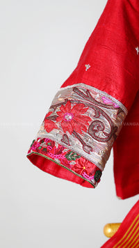 Red and White Saree